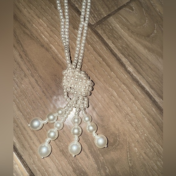 VINTAGE FAUX PEARL TASSEL LONG DOUBLE NECKLACE - Picture 11 of 15
